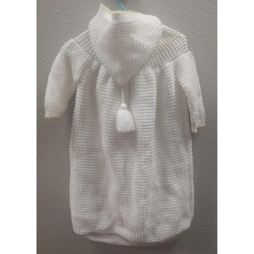 Vtg Nordstrom Creamy White Yellow Car Seat Hooded Baby Sack Christening D4